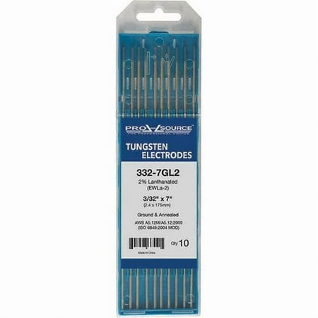 10 Pack Tungsten Electrode TIG Welding Rods: 7" Overall Length, 3/32" Diameter