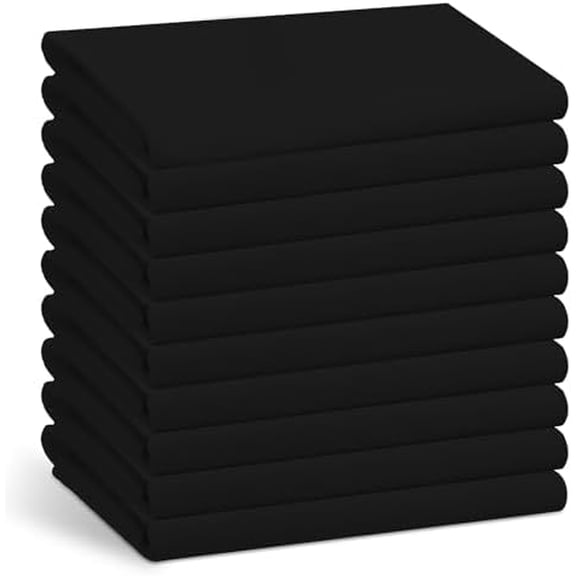 10 Pack Twin Size Flat Sheets Bulk Only Top Bedding Soft Polyester Massage Sheets Bedroom for Hotel, Hospital, Wrinkle Free, Stain Resistant, 66 x 96 Inch (Black)$$Bedding
