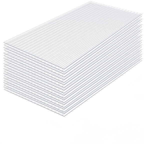 10 Pack Twin-Wall Polycarbonate Sheets 4' x 2' x 0.16" UV Protected Greenhouse Panels, Shatterproof & Insulated Roofing Sheets for Greenhouse, Patio Cover, Garden Shed and DIY Projects