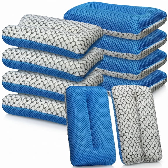 10 Pack Two-Sided Microfiber and Tar Scrubber Sponges for Car Washing, Gray and Blue, 3.5 x 6.6 Inch