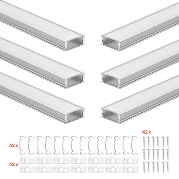 10 Pack U Shape LED Aluminum Channel 6.6 ft Milky Cover End Caps Mounting Clips LED Strip Light Under Cabinet Shelf