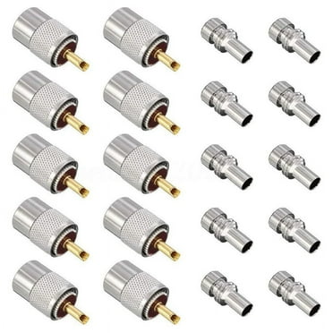10 Pack UHF/-259 Solder Connector Plug with Reducer for RG8X, RG8, RG59, LMR-400, -213 Coaxial Coax Cable