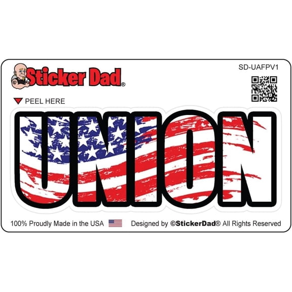 10 Pack - UNION American Flag Pride V1 Full Color Printed Sticker by StickerDad - (size: 4" x 1.5" color: Full) - for Hard Hat, Helmet, Windows, Walls, Bumpers, Laptop, Lockers, etc.