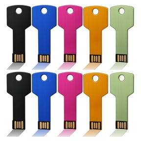 10 Pack USB 2.0 Flash Drive Topesel Metal Key Shaped Bulk Thumb Drive Multicolor Memory Stick-Black/Pink/Green/Gold/Blue