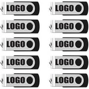 10 Pack USB Flash Drive Free Customized Personalized Logo, Custom Name USB 2.0 Metal Portable Disc, USB Thumb Drive Memory Stick Customized Logo for Company Advertising Individuals（16GB*10PACK)
