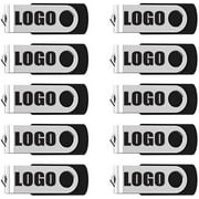 10 Pack USB Flash Drive Free Customized Personalized Logo, Custom Name USB 2.0 Metal Portable Disc, USB Thumb Drive Memory Stick Customized Logo for Company Advertising Individuals 4GB*10PACK