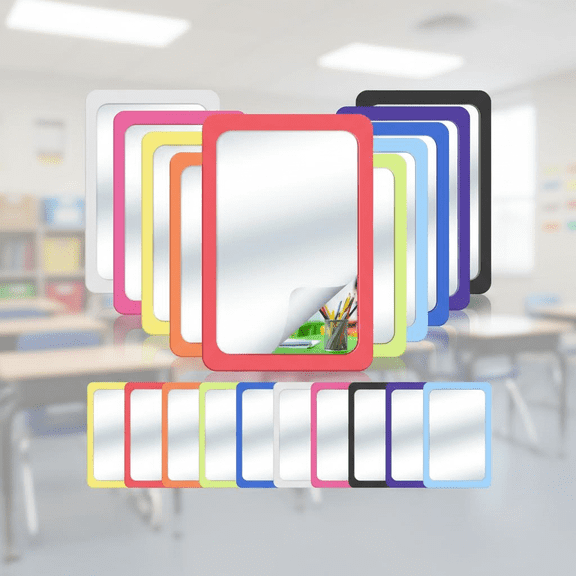 10 Pack Unbreakable Small Mirrors for Kids, Shatterproof 6x4 Inch Safe Craft Mirrors for Preschool Classroom, Daycare, Nursery, Spa Party Bulk Supplies in Assorted Bright Colors