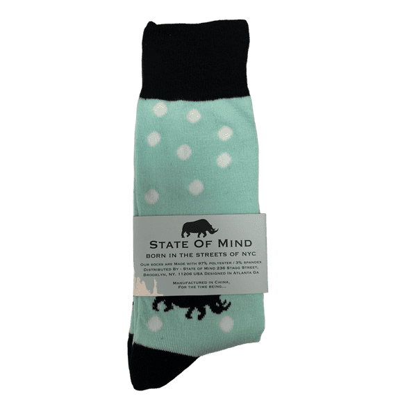 10 Pack Unisex Crew Socks, Colorful Designs with Rhino Logo, Stretchy Fit, One Size Fits Most, Fun Patterns, Color Blocking, Casual, Dress Wear, Comfortable Polyester Spandex Blend, Bulk, Light Blue