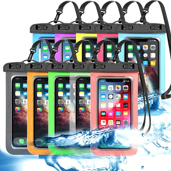 10 Pack Universal Waterproof Phone Pouch, Large Case Dry Bag IPX8 Outdoor Sports for iPhone 16 15 14 13 12 11 Pro Max Plus SE, Galaxy S25 Ultra,Note,Up to 7.5"