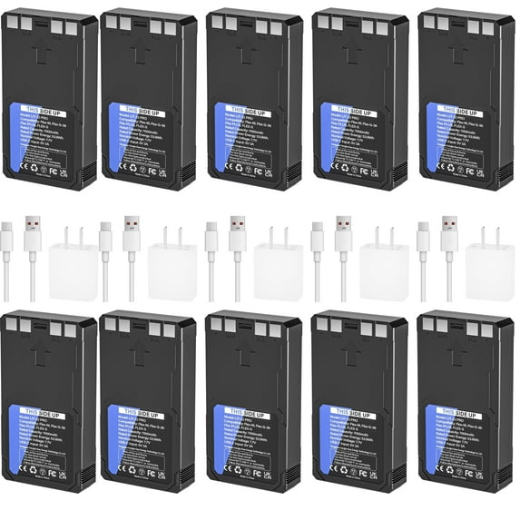 10 Pack Upgrade Replacement for LIT 22 Pro 7000mAh Battery,fit for Spypoint Cellular Trail Hunting Camera FLEX-S-Dark Flex-M Flex-S Flex G-36 Flex-Plus Series【Include Type-C Cable & USB Wall Plug】