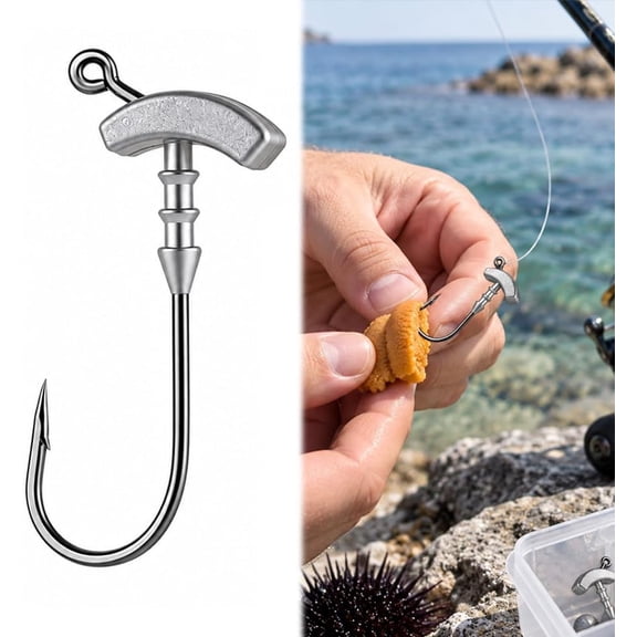 10 Pack Urchin Bait Hooks,Weighted Sea Urchin Hooks with Barbed Bait Keeper, 3 Sizes 1/0, 4/0 & 5/0 for Fuzzy-Style Soft Plastics and Bass Fishing