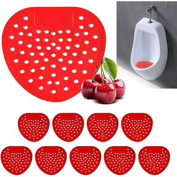 10 Pack Urinal Screen Cakes Blocks Deodorizer Pads Scent Lasts Up to 30 Days Anti-Splash Fresh and Ideal for Public and Domestic Men Bathrooms Cherry Fragrance Rubber Toilet Bowl Clip