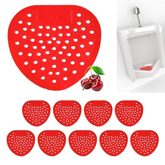 10 Packs Urinal Screen Cakes, Cherry Scented Urinal Pads with Splash Protection and Odor Eliminator, Urinal Cakes for Men Bathrooms in Home, School, Shopping Mall, Office