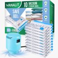 10 Pack Small Space Saver Vacuum Storage Bags, 2 in 1 Hand&Pump Space