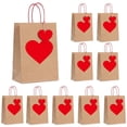 thumbnail image 1 of 10 Pack Valentines Day Gift Bags, Red Heart Design Kraft Paper Bags with String Wedd & Favors, Tags, For Party Handles Bulk, 1 of 6