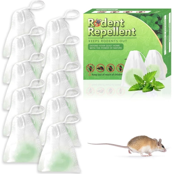 10 Pack VamooGrandpa Gus' Natural Peppermint Mouse Repellent Pouch, Effective Rodent Control, Safe for Family