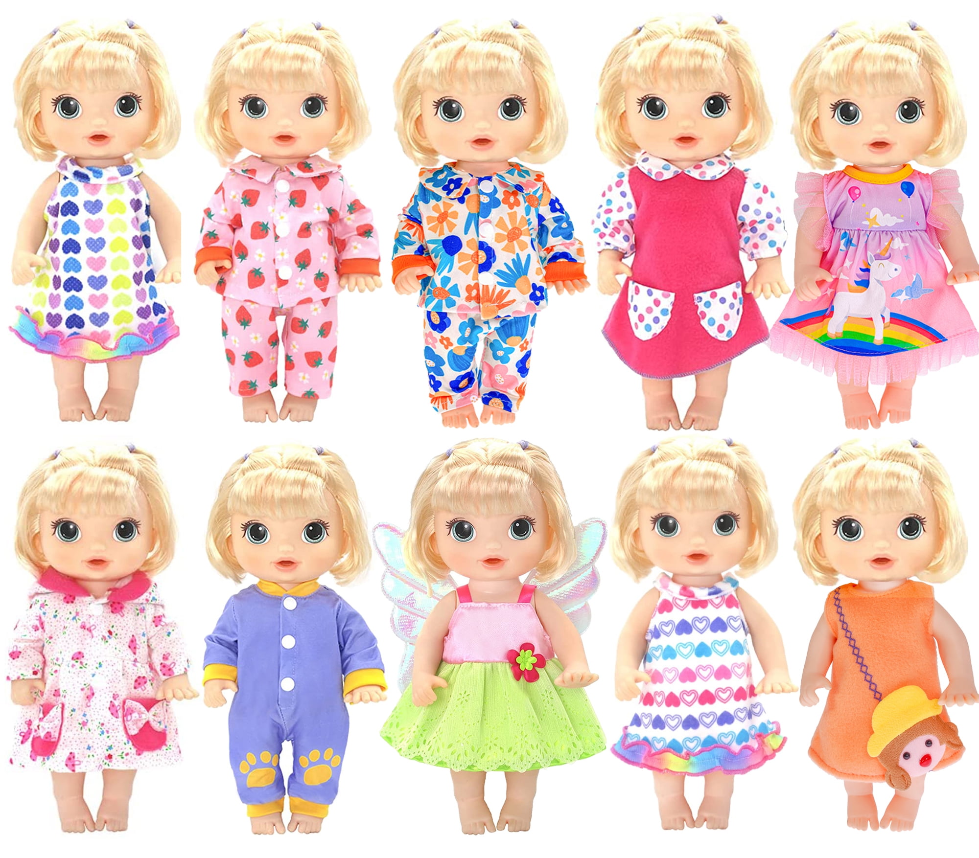10 Pack Doll Outfits and Accessories Play Set for 10 12 inch and 14 14.5 Inch Dolls Dolls Not Included Walmart