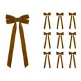 thumbnail image 1 of 10-Pack Velvet Bows with Long Tails, 12.4 Inch Brown Christmas Ornaments for Tree and Wreath Decorations, 1 of 4