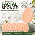 thumbnail image 1 of VerdeVida Exfoliating Face Sponge 10-Pack — Facial Scrub Pads, Makeup Remover & Deep Cleansing Pore Scrubber, Reusable, All Skin Types Including Sensitive, Collagen Boost Orange, 1 of 10