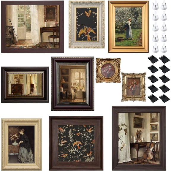 10 Pack Vintage Ornate Picture Frames for Wall or Tabletop Display Assorted Sizes Classic Color Bestseling