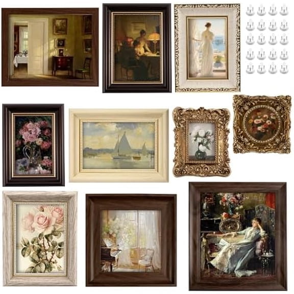 10-Pack Vintage Picture Frames Set - Ornate Antique-Style Wall & Tabletop Photo Frames for Gallery, Bedroom, Living Room Decor, No Photos Included$$Home Decor, Kitchen, & Other