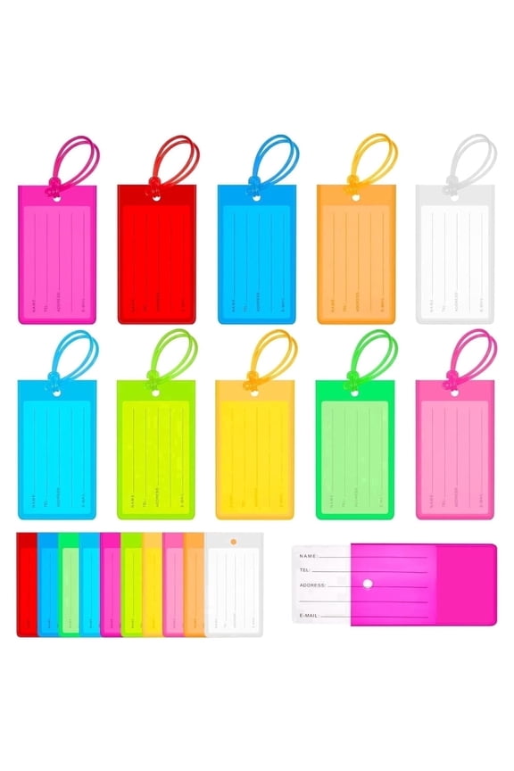 10 Pack Waterproof Luggage Tags, Personalized PVC Silicone ID Tags for Suitcases, Travel Essentials for Cruise Flight