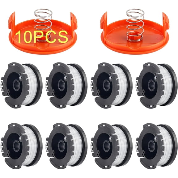 10 Pack Weed Eater String Compatible with , AF-100 0.065" Weed Wacker String Refill 240ft Automatic Feed String Trimmer Replacement Spool Line for Black&Decker(8 Spool+2 Cap+2 Spring)