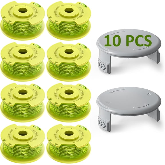10 Pack Weed Wacker String Replacement Compatible with Ryobi One Plus+, 0.080‘’ String Trimmer Refill AC80RL3, Twisted Weed Eater String Compatible with Ryobi 18V, 24V, 40V Cordless Trimmers