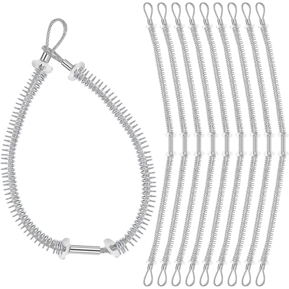 10 Pack Whip Hose Restraint Safety Whip Check Cable for to Restraint, Fitting Connection, Check, Hydraulic, Pressure Hose 1/8" x 20-1/4" Hose to Hose for Hose Diameter 1/2" - 1-1/4" Silver Silver