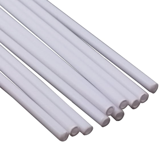 10-Pack White Abs Plastic Round Tube Pipe, 6mm OD x 4.55mm ID x 250mm Length