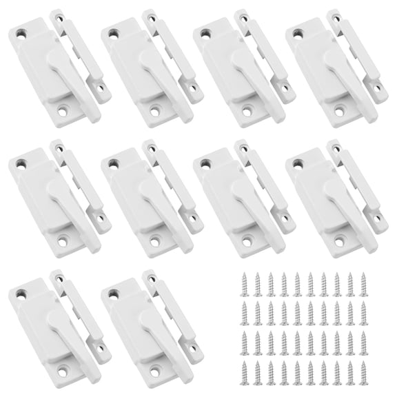 10 Pack White Cam Action Window Sash Locks, Horizontal Sliding Window Security Latches