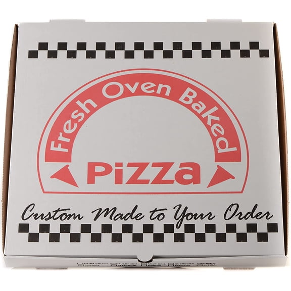 [10 Pack] White Corrugated Cardboard Pizza Boxes 18x18 inch Clay Coated Lock Corner - Takeout Containers, Perfect Pizza Box, Kraft, Fresh Baked Design, Recyclable