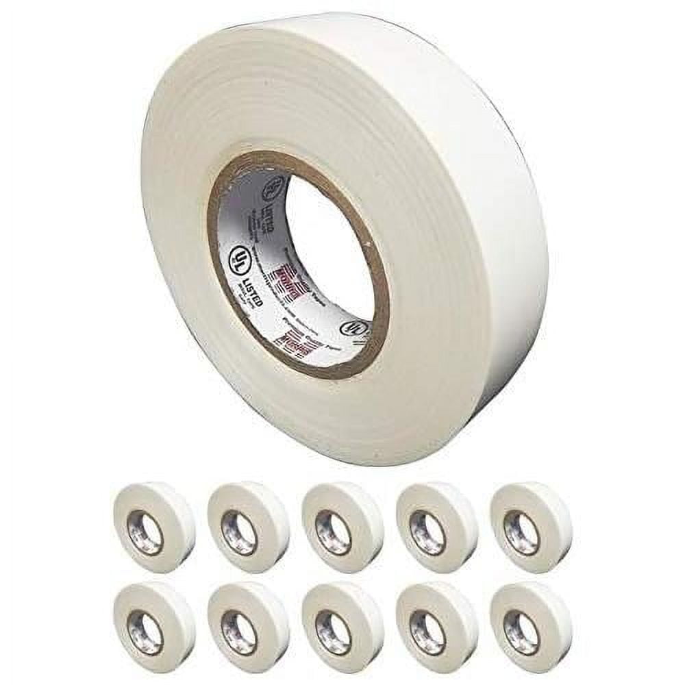 10 Pack White Electrical Tape, Large Rolls, Each 3/4Inch Wide And Full 60 Feet Long, 7 Mil, Use