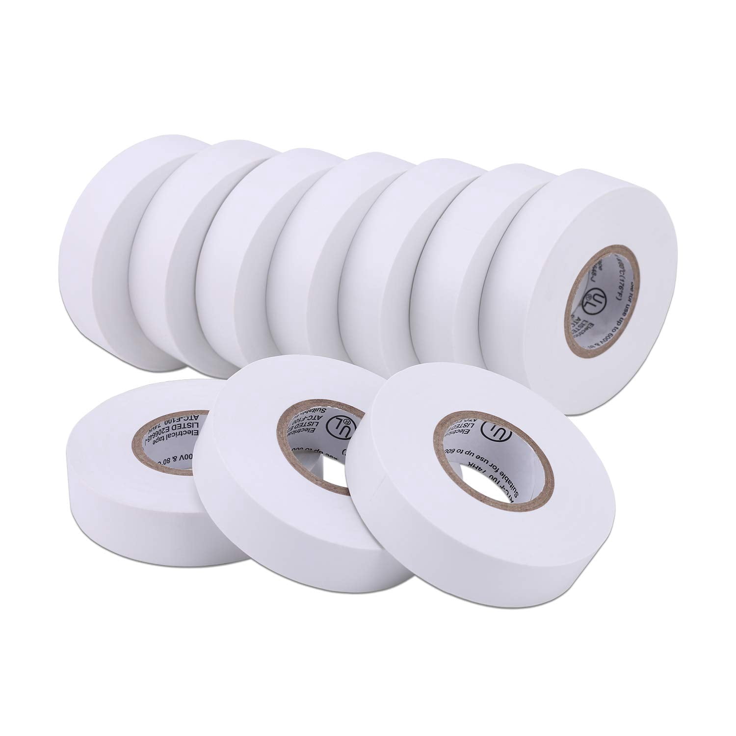 10-Pack White Electrical Tape Water of, 3/4 in x 66ft, Industrial Grade UL/CSA Listed High Temp Electrical Tape Electric Super Vinyl