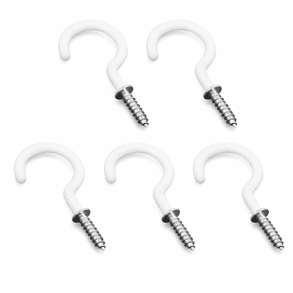 10 Pack White Metal Screw Cup Hooks for Wall Ceiling Bathroom Kitchen