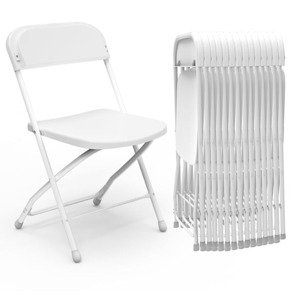 10-Pack White PP Plastic Folding Chairs - No Assembly, Sturdy Frame, Indoor Outdoor