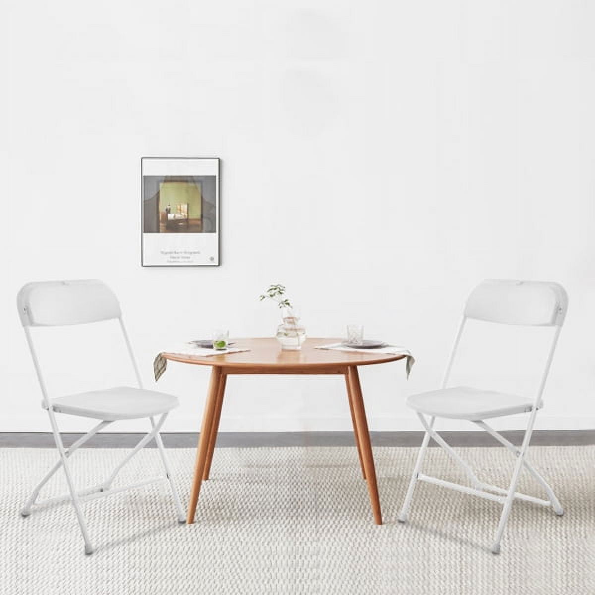 10 Pack White Plastic Folding Utility Chairs with Metal Frame