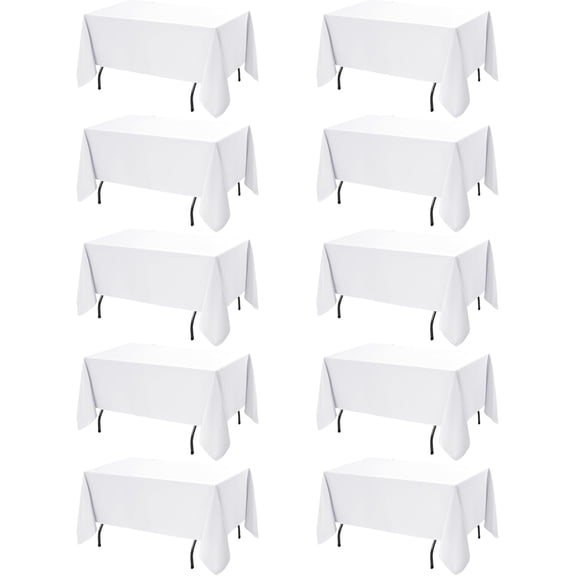 10-Pack White Polyester Tablecloths 70 x 120 Inches for Rectangle Tables