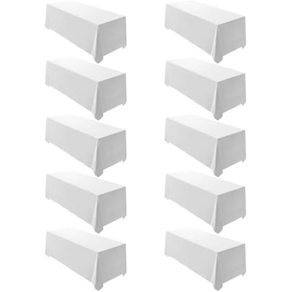 10 Pack White Rectangle Tablecloth 90 x 132-inch Rectangular Polyester ...