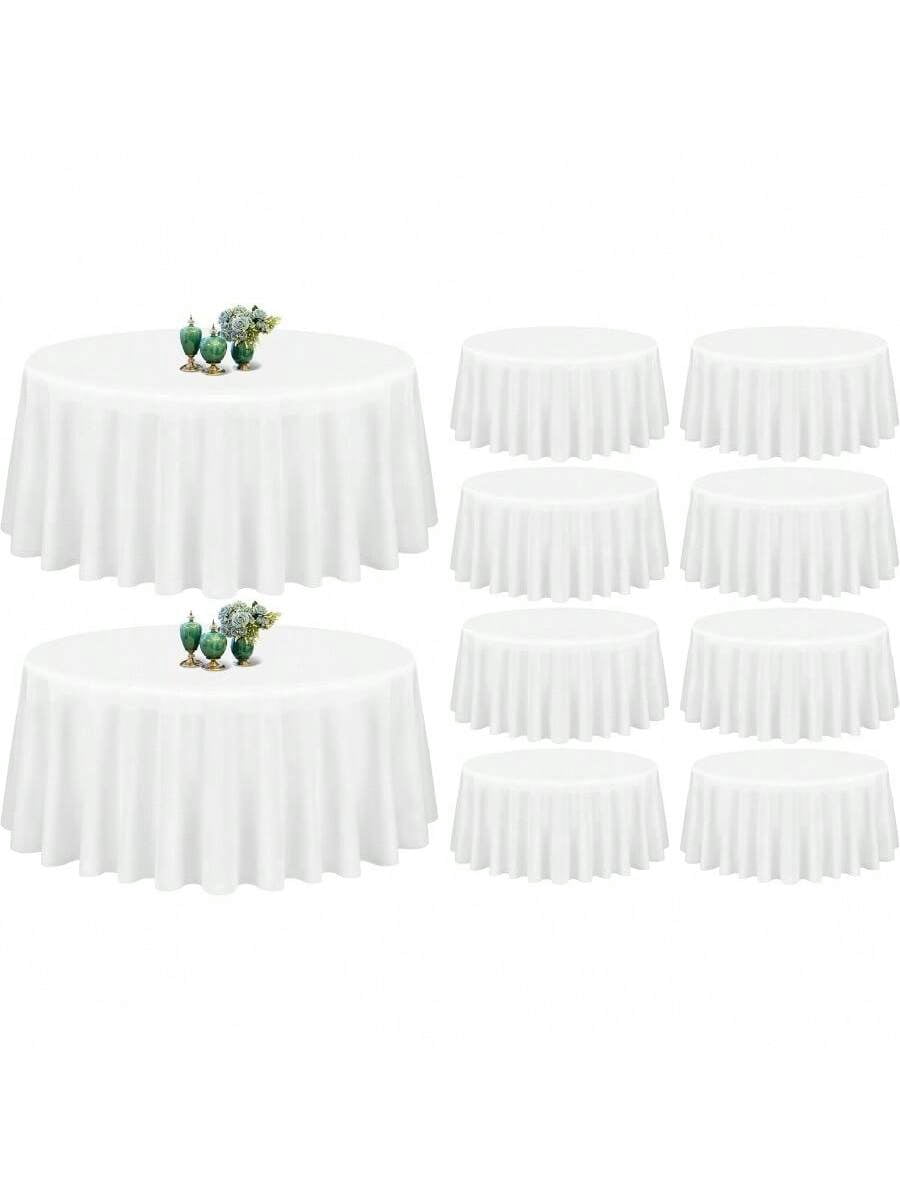 10 Pack White Round Tablecloth 90 Inch Washable Polyester Tablecloths ...