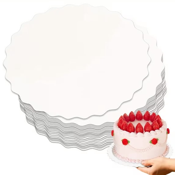 10 Pack White Scalloped Round Cake Boards --Grade Greaseproof Cardboard ...