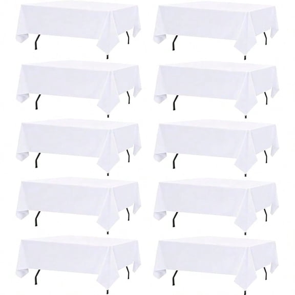 10 Pack White Table Cloth Rec Table Cloths for 8 Foot Rec Tables 60 X 126 Inch Washable Polyester Table Covers Reusable Wrinkle Resistant for Weddings Parties Events and Everyday Use