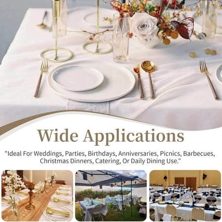 10 Pack White Table Cloth Rectangle Table Cloths for 8 Foot Rectangle Tables 60 X 126 Inch Washable Polyester Table Covers, Reusable & Wrinkle Resistant for Weddings, Parties, Events, and Everyday Us