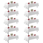 10 Pack White Table Cloth Rec Table 60 x 102 Inch Tablecloths for 6 Foot Rec Tables. Stain and Winkle Resistant Polyester Washable White TableCloths for Parties Wedding Dining