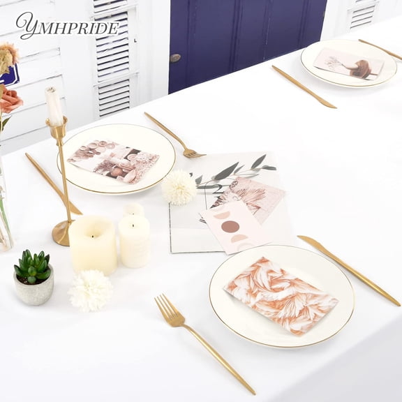 10 Pack White Tablecloths for 8 Foot Rectangle Tables 60 x 126 Inch - 8ft Rectangular Bulk Polyester Fabric Washable Cloth Cover for Wedding Party Banquet Buffet Restaurant