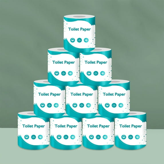 MLINS 10Pcs Soft Toilet Tissue Rolls for Household Wood Pulp 3.5x3.1x4.9in