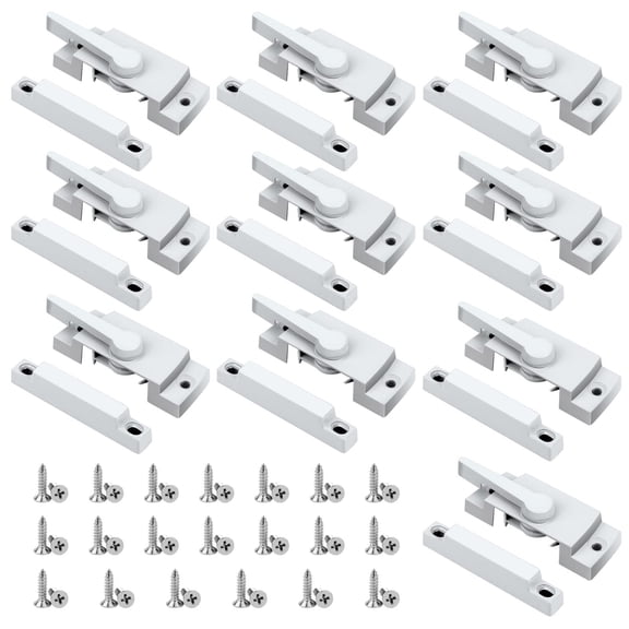 10 Pack White Window Sash Locks, Horizontal Sliding Window Security Replacement