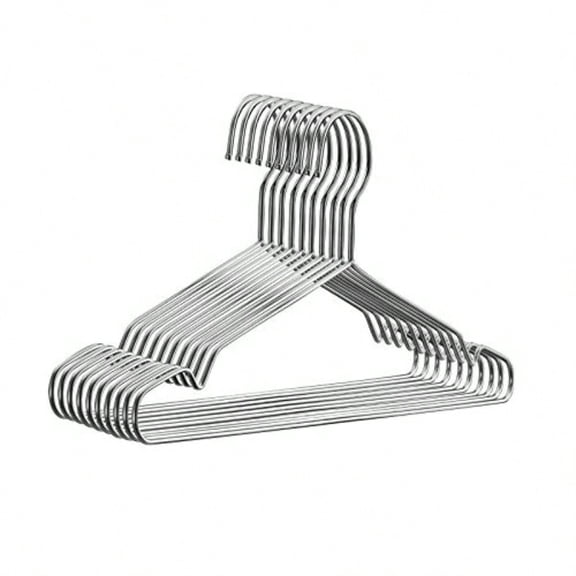 10 Pack Wire Coat Hangers - Strong Heavy Duty Stainless Steel Metal Hangers 16.5 Inch Ultra Thin Space Saving