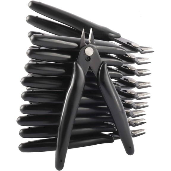10 Pack Wire Cutters Black Diagonal Cutting Pliers for Electronic, Model, Jewelry Making, 170 Flush Cutter 5 inch