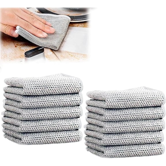 10-Pack Wire Dishwashing Rags, Wet Dry Multipurpose Cleaning Cloths for Cookware Sinks Stoves